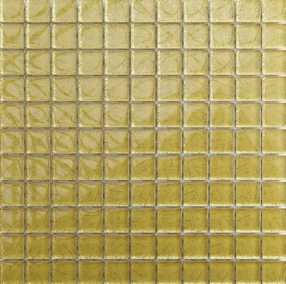 Mosaïque en verre sur filet pour salle de bain ou cuisine 30 cm x 30 cm - Crushed gold-Ilcom Online