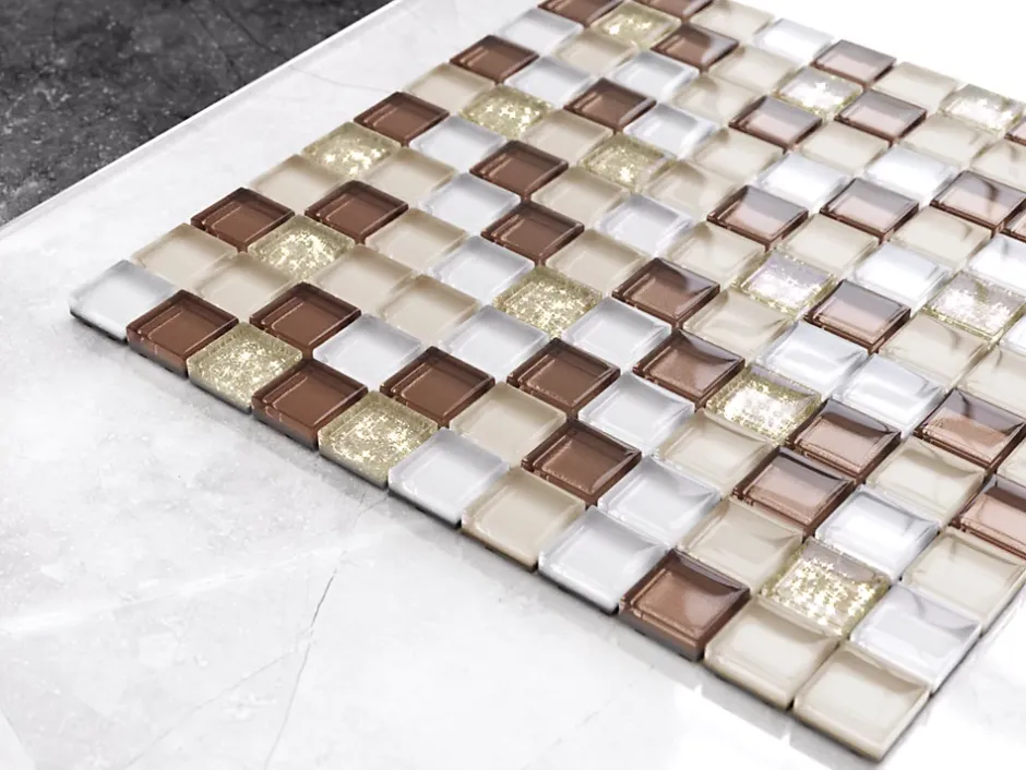 Mosaïque en verre sur filet pour salle de bain ou cuisine 30 cm x 30 cm - Coffee-Ilcom Outlet