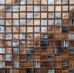 Ilcom Mosaïque en verre sur filet pour salle de bain ou cuisine 30 cm x 30 cm - Wild stripes