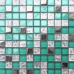 Ilcom Mosaïque en verre sur filet pour salle de bain ou cuisine 30 cm x 30 cm - Allende