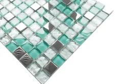 Ilcom Mosaïque en verre sur filet pour salle de bain ou cuisine 30 cm x 30 cm - Allende