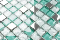 Ilcom Mosaïque en verre sur filet pour salle de bain ou cuisine 30 cm x 30 cm - Allende