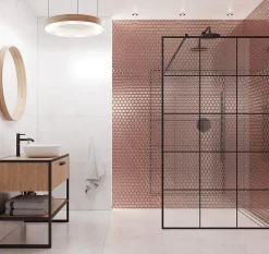 Mosaïque en verre sur filet pour salle de bain et cuisine 24.7cm x 25.5cm - Copper exagon-Ilcom Sale