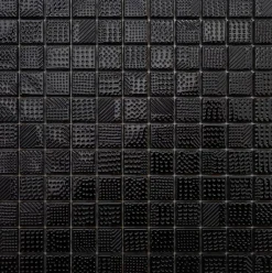 Ilcom Mosaïque en verre sur filet pour salle de bain ou cuisine 30 cm x 30 cm - Black lace