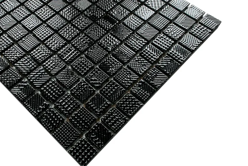 Ilcom Mosaïque en verre sur filet pour salle de bain ou cuisine 30 cm x 30 cm - Black lace