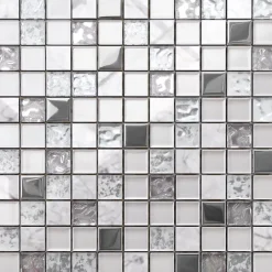 Ilcom Mosaïque en verre sur filet pour salle de bain ou cuisine 30 cm x 30 cm - Mixture