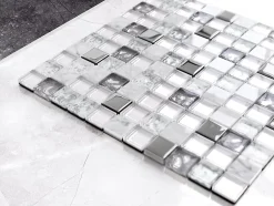 Ilcom Mosaïque en verre sur filet pour salle de bain ou cuisine 30 cm x 30 cm - Mixture