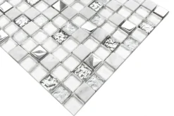 Ilcom Mosaïque en verre sur filet pour salle de bain ou cuisine 30 cm x 30 cm - Mixture