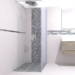 Mosaïque Galet naturel rectifié Flat gris L. 30 x l. 30 cm-Mat Inter