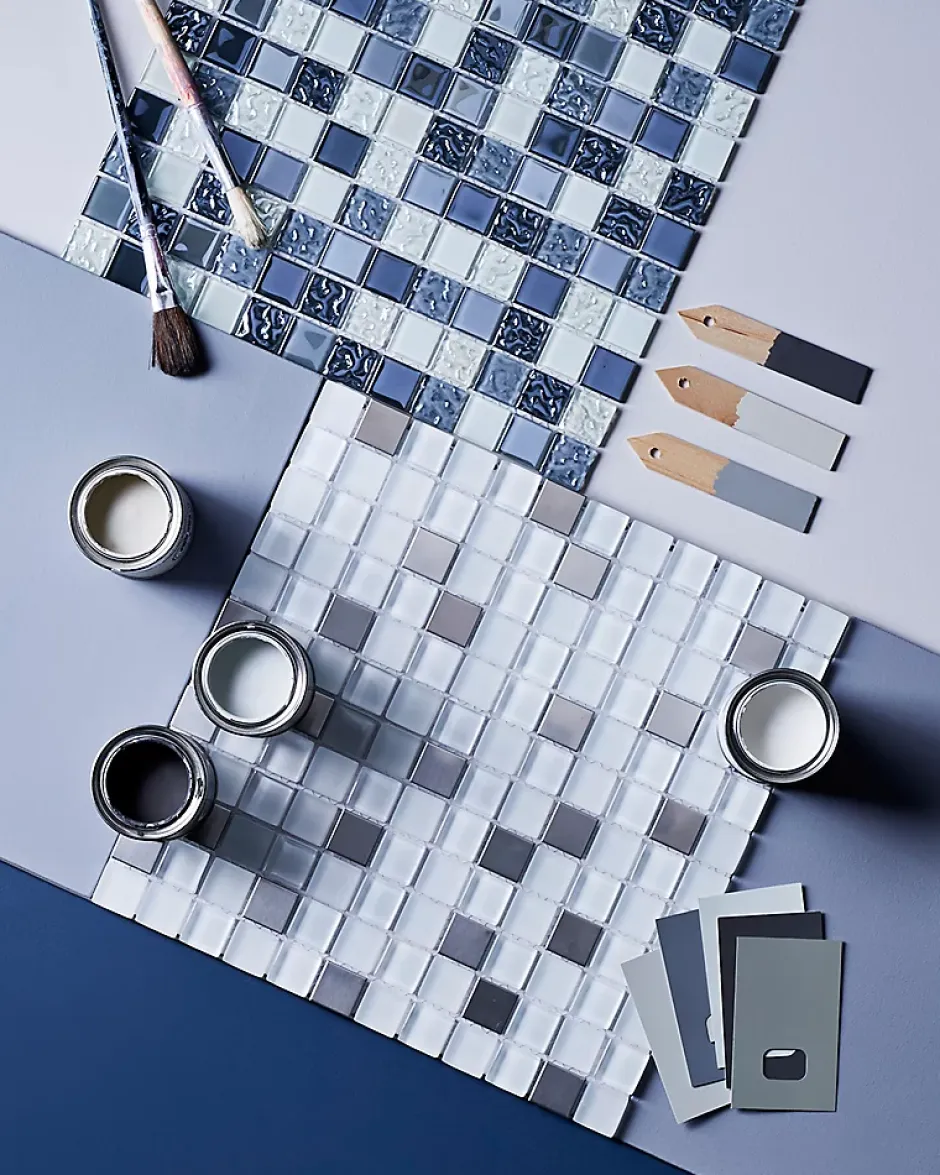 Colours Mosaïque gris et blanc 30 x 30 cm Calabria