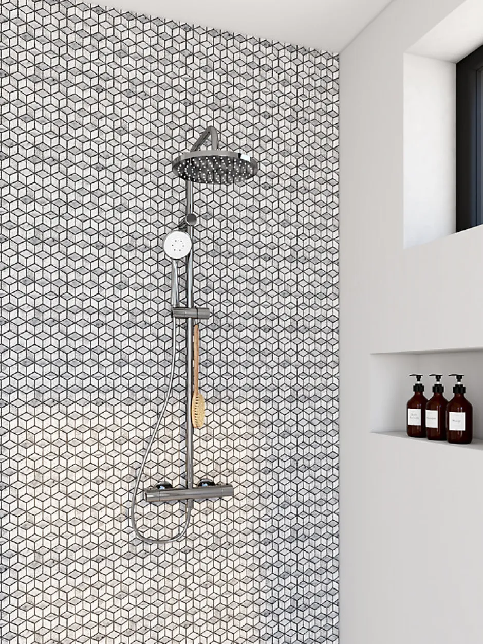 Mosaïque gris et blanc 25,3x29,3cm Ultimate marble-GoodHome Outlet