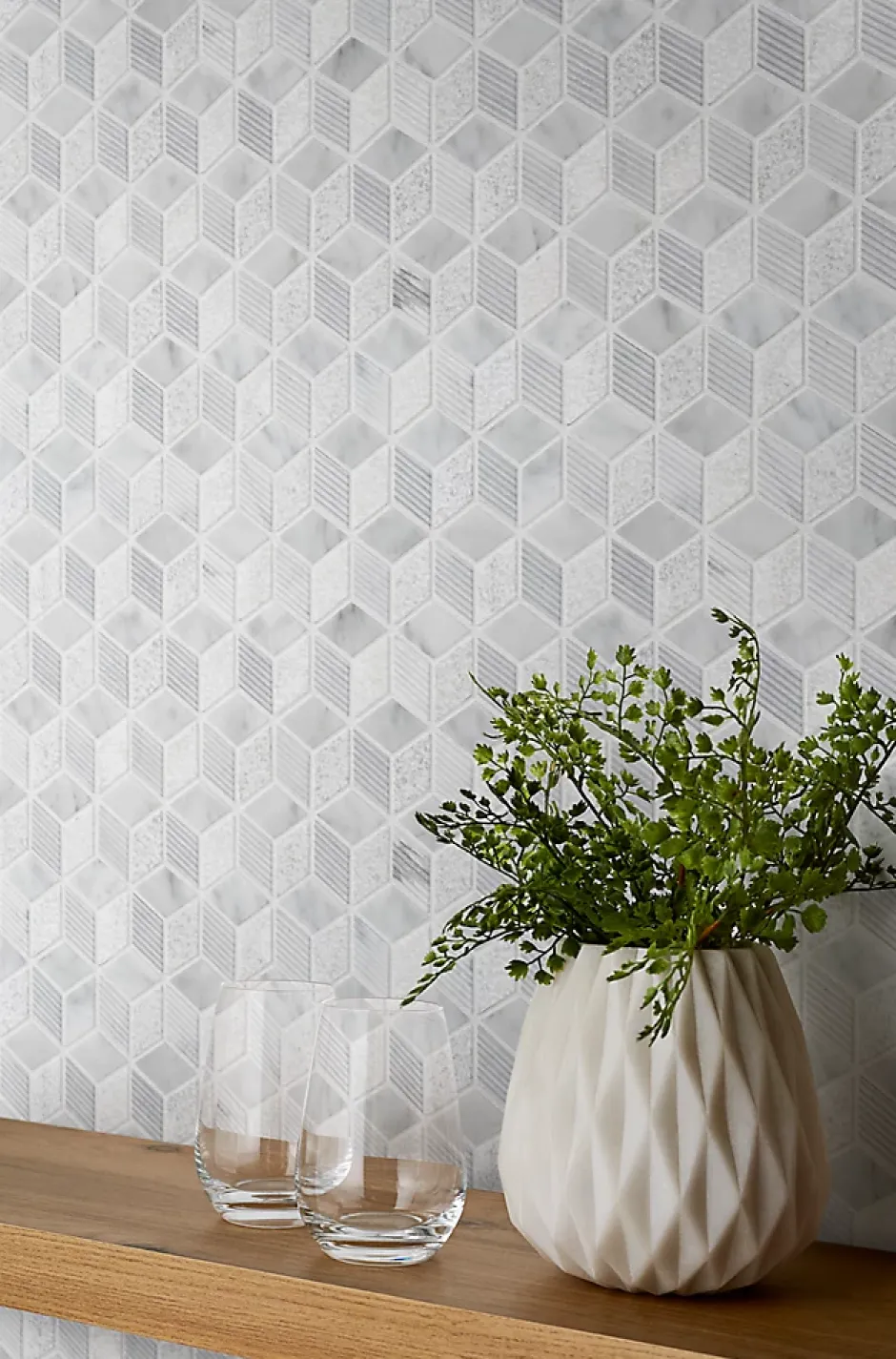 Mosaïque gris et blanc 25,3x29,3cm Ultimate marble-GoodHome Outlet