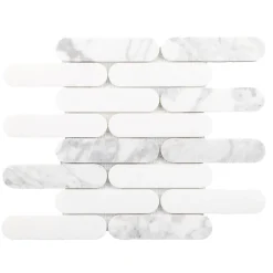 Mosaïque marbre Gellules blanc L. 30 x l. 29 cm Mat Inter- Hot