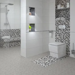 Mat Inter Mosaïque marbre Mosa gris L. 30 x l. 30 cm