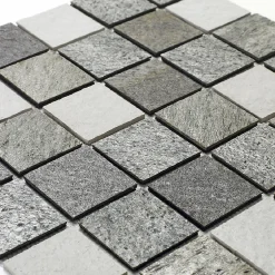 Mosaïque mixte résine & pierre 30 x 30 cm - carreau 5 x 5 cm mixte pierre et résine blanche-U-tile Clearance