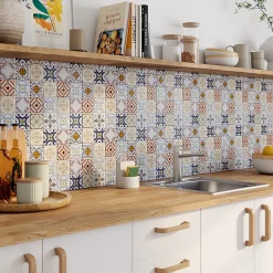 Mosaïque multi-couleur 7,2 x 7,2 cm Bada travertin pierre naturelle-Mat Inter Clearance