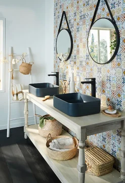 Mosaïque multi-couleur 7,2 x 7,2 cm Bada travertin pierre naturelle-Mat Inter Clearance