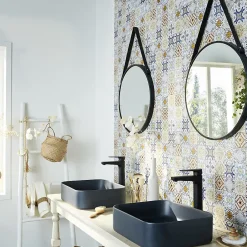 Mosaïque multi-couleur 7,2 x 7,2 cm Bada travertin pierre naturelle-Mat Inter Clearance