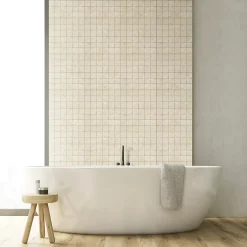 Mosaïque murale en grès cérame émaillé effet pierre beige mat L.30 x l.30 cm x ép.7,4 mm, Traverno