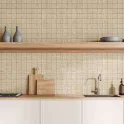 Mosaïque murale en grès cérame émaillé effet pierre beige mat L.30 x l.30 cm x ép.7,4 mm, Traverno