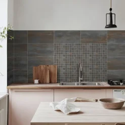 Mosaïque murale en grès cérame émaillé effet béton noir mat L.30 x l.30 cm x ép.7,4 mm, Upper- Discount