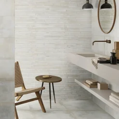 Mosaïque murale en grès cérame émaillé effet béton blanc mat L.60 x l.30 cm, Malt- Discount