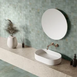 Mosaïque murale en grès cérame émaillé effet béton vert mat L.30 x l.30 cm x ép.7,4 mm, Upper