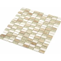 Decoon Mosaïque Pierre / Verre - Beige - 1.5 x 3 cm