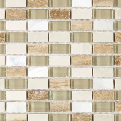 Decoon Mosaïque Pierre / Verre - Beige - 1.5 x 3 cm