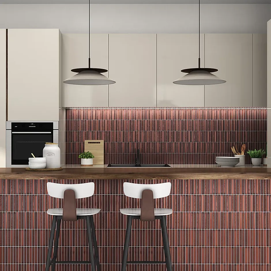 Lux Mosaic Mosaïque pour salle de bains et cuisine Kit-Kat Piano Ossido 29,6 x 29,9 cm Intérieur/Extérieur