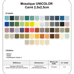 Mosaïque pâte de verre UNICOLOR CARRÉ 2.3x2.3cm couleur : 103 Brillant / Poli boite de 2 m2-Gioia Materia New