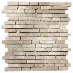 Albedo Pierre Mosaïque que en Travertin Blanc Ivoire Vieilli - Antico Stripes (épaisseur 0,8 mm)