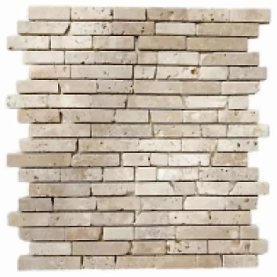 Albedo Pierre Mosaïque que en Travertin Blanc Ivoire Vieilli - Antico Stripes (épaisseur 0,8 mm)