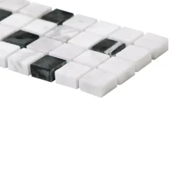 GoodHome Mosaïque Shannon noir et blanc 6,5 x 30 cm