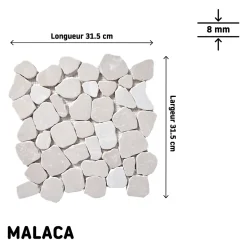 Mosaïque sol et mur en pierre beige L.31 x l.31,5 cm x ép.8 mm, Malaca- Best
