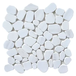 Mosaïque sol et mur en pierre ivoire forme galets L.31,5 x l.31,5 cm x ép.8 mm, Malaca