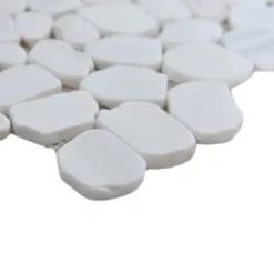 Mosaïque sol et mur en pierre ivoire forme galets L.31,5 x l.31,5 cm x ép.8 mm, Malaca