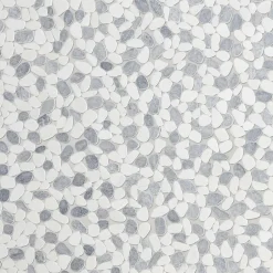 Mosaïque sol et mur en pierre galets blancs et gris L.31 x l.31,5 cm x ép.8 mm, Malaca