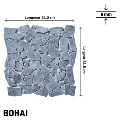 Mosaïque sol et mur en pierre anthracite L.31,5 x l.31,5 cm x ép.8 mm, Bohai