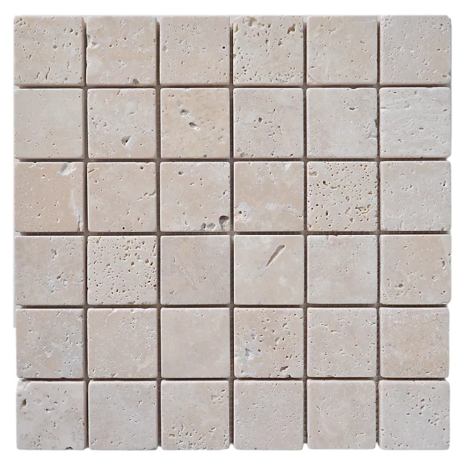Mosaïque sol et mur en travertin grands carrés L.31,5 x l.31,5 cm x ép.8 mm, Travertino- Best