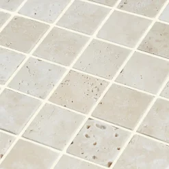 Mosaïque sol et mur en travertin grands carrés L.31,5 x l.31,5 cm x ép.8 mm, Travertino- Best