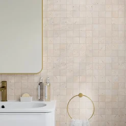 Mosaïque sol et mur en travertin grands carrés L.31,5 x l.31,5 cm x ép.8 mm, Travertino- Best