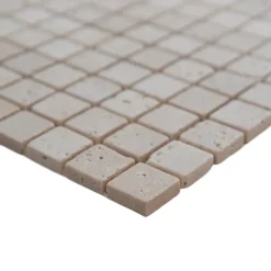 Mosaïque sol et mur en travertin petits carrés L.30,5 x l.30,5 cm x ép.8 mm, Travertino