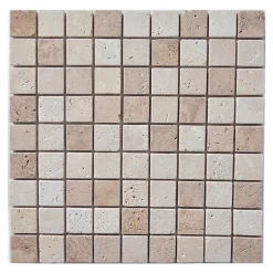 Mosaïque sol et mur en travertin L.31 x l.30,5 cm x ép.8 mm, Travertino- Best