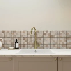 Mosaïque sol et mur en travertin L.31 x l.30,5 cm x ép.8 mm, Travertino- Best