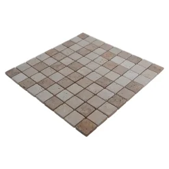 Mosaïque sol et mur en travertin L.31 x l.30,5 cm x ép.8 mm, Travertino- Best