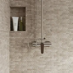 Mosaïque sol et mur en travertin motif petites briquettes L.31 x l.30,5 cm x ép.8 mm, Travertino