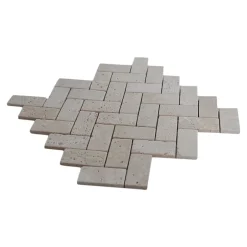Mosaïque sol et mur en travertin motif chevron L.31 x l.30,5 cm x ép.8 mm, Travertino