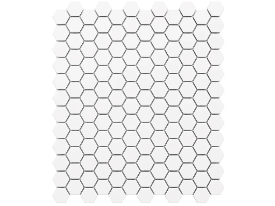 Ilcom Mosaïque sur résille pour salle de bain et cuisine en céramique 30 cm x 26 cm - Matt white hive