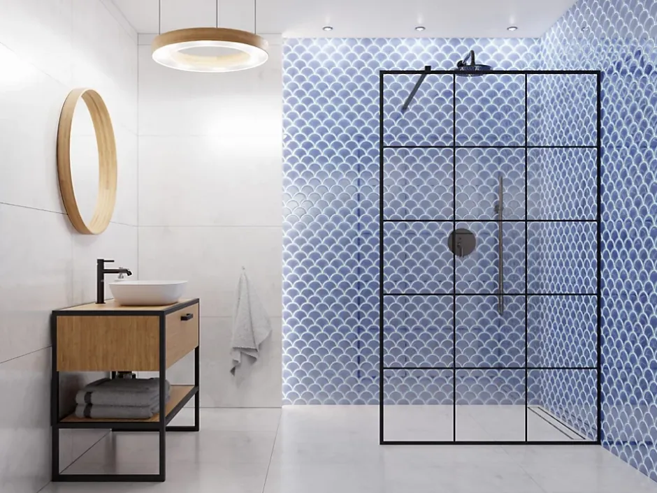 Mosaïque sur résille pour salle de bain et cuisine en céramique 28.5 cm x 29.0 cm - Blue sky-Ilcom